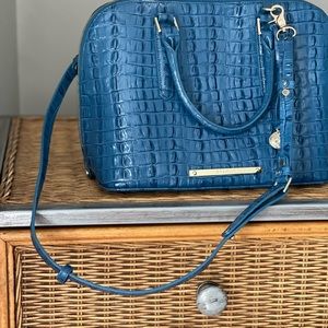 Brahmin Leather Blue Croc Handbag